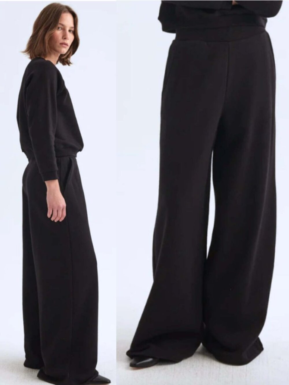 Jamie Haller The Wide Leg Terry Trousers in Black Large